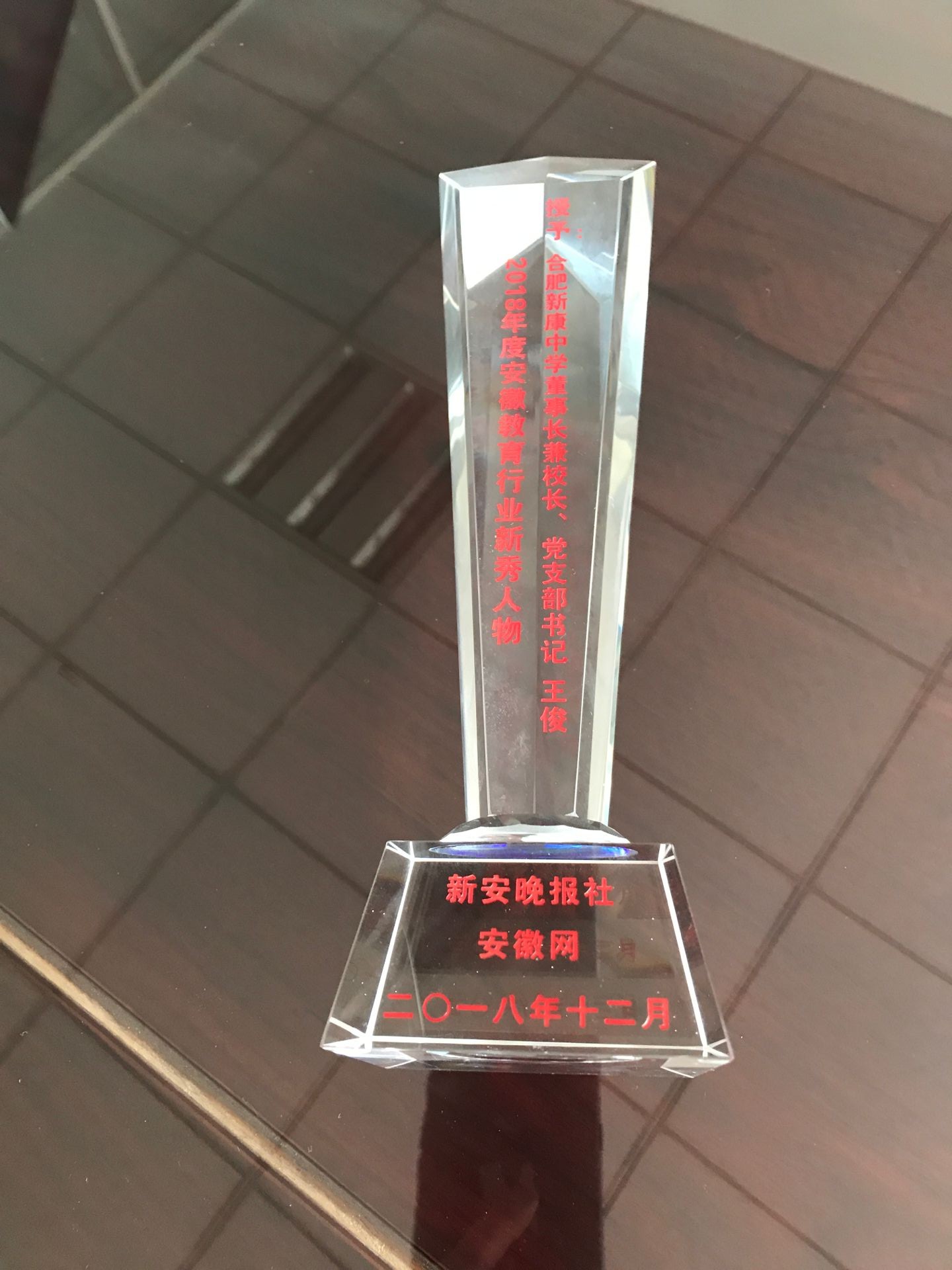 王俊董事长兼校长荣获“2018年度安徽教育行业新秀人物”